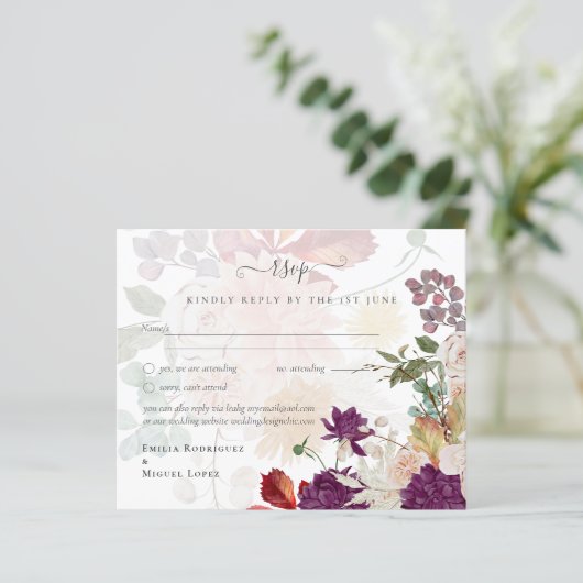 NUESTRA BODA Plum Fall Floral Spanish Wedding (Stehend Vorderseite)