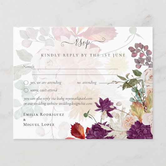 NUESTRA BODA Plum Fall Floral Spanish Wedding (Vorderseite)