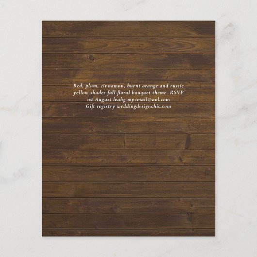 NUESTRA BODA Plum Fall Floral Spanish Wedding Flyer (Hinten)