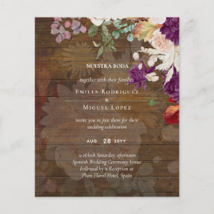 NUESTRA BODA Plum Fall Floral Spanish Wedding Flyer