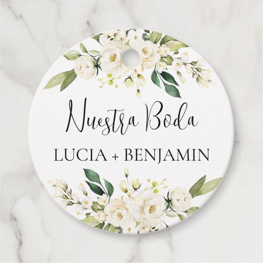 Nuestra boda Round Geschenkanhänger (Vorderseite)