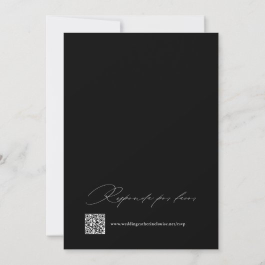 Nuestra Boda Spanisch Black Script QR Code Hochzei Einladung (Rückseite)