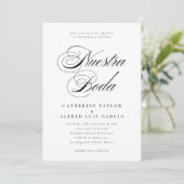 Nuestra Boda Spanische Sprache Schwarzes Skript Ho Einladung (Stehend Vorderseite)