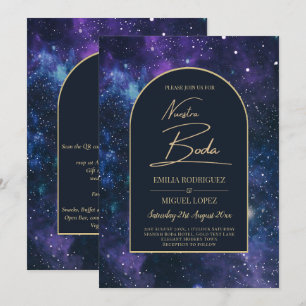 NUESTRA BODA Starry Night Lila Blue INVITE Einladung