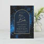 NUESTRA BODA Starry Night Navy Blue Gold INVITE Einladung (Stehend Vorderseite)