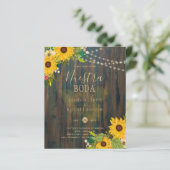 NUESTRA BODA Sunflowers Rustic Wood Wedite Einladu (Stehend Vorderseite)