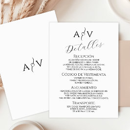 Nuestra Boda Wedding The Details Detalles Elegante Begleitkarte
