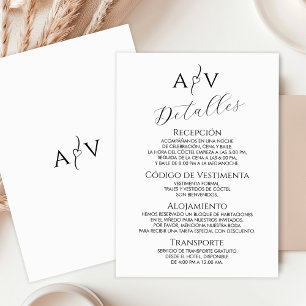 Nuestra Boda Wedding The Details Detalles Elegante Begleitkarte