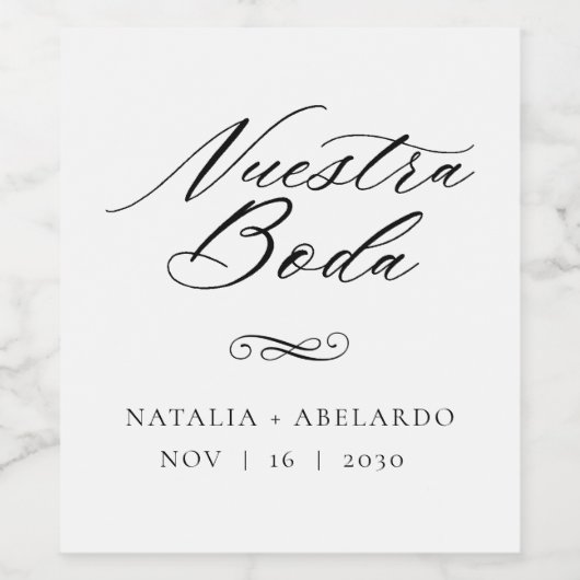 Nuestra Boda Weinetikett (Einzelnes Label)