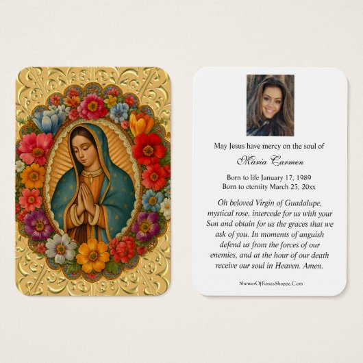 NUESTRA SEÑORA DE GUADALUPE FUNERAL PRAYER  (Vorne & Hinten)