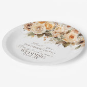 Nuetral Beige Botanische Hochzeit braun Pappteller (Schrägansicht)