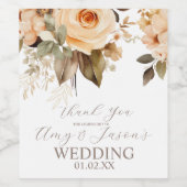 Nuetral Beige Botanische Hochzeit braun Weinetikett (Einzelnes Label)