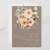 Nuetral Beige Botanische Hochzeit Einladung (Vorderseite)