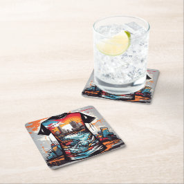 Nueva York, graffiti. Rechteckiger Pappuntersetzer