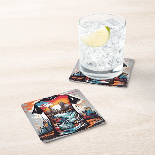 Nueva York, graffiti. Rechteckiger Pappuntersetzer (Vor Ort)