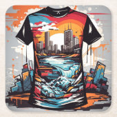 Nueva York, graffiti. Rechteckiger Pappuntersetzer (Vorderseite)