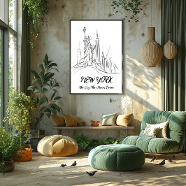 Nueva York: La Ciudad que Nunca Duerme Arte Lineal Poster