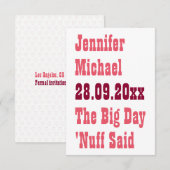 Nuff Said Lustig Rustikal Einfache Hochzeit Person Save The Date (Vorne/Hinten)