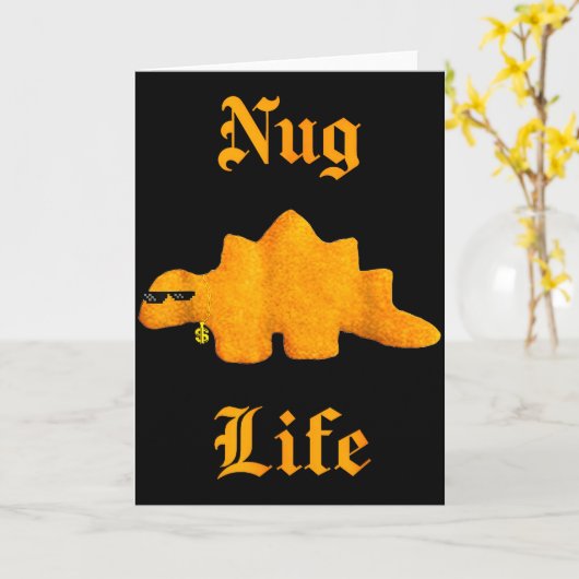 Nug Life Dinosaur Chicken Nugget Funny Retro Karte (Gelbe Blume)