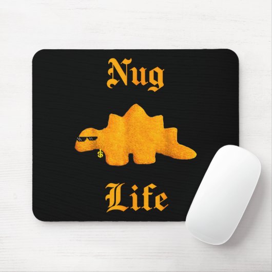 Nug Life Dinosaur Chicken Nugget Funny Retro Mousepad (Mit Mouse)