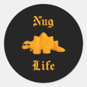 Nug Life Dinosaur Chicken Nugget Funny Retro  Runder Aufkleber (Vorderseite)