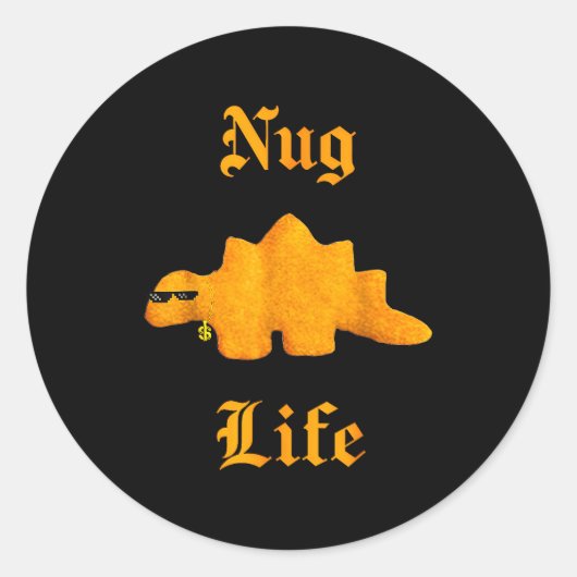 Nug Life Dinosaur Chicken Nugget Funny Retro  Runder Aufkleber (Vorderseite)