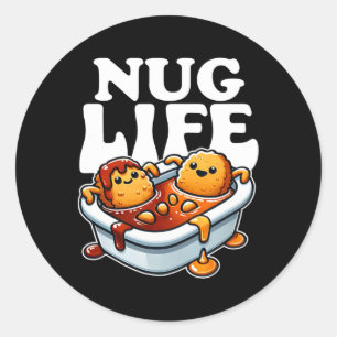 Nug Life Funny Chicken Nuggets in Grillen Sauce Ca Runder Aufkleber