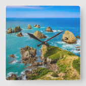 Nugget Point Inseln, Neuseeland Quadratische Wanduhr (Vorderseite)