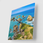 Nugget Point Inseln, Neuseeland Quadratische Wanduhr (Winkel)
