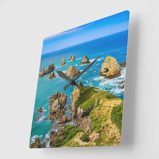 Nugget Point Inseln, Neuseeland Quadratische Wanduhr (Winkel)