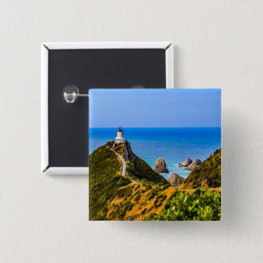 Nugget Point Leuchtturm, Neuseeland Button (Vorne & Hinten)
