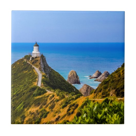 Nugget Point Leuchtturm, Neuseeland Fliese (Vorderseite)