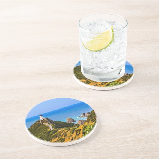 Nugget Point Leuchtturm, Neuseeland Getränkeuntersetzer (Seite)