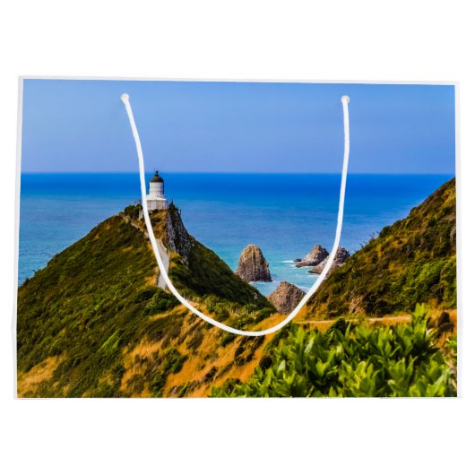 Nugget Point Leuchtturm, Neuseeland Große Geschenktüte (Rückseite)