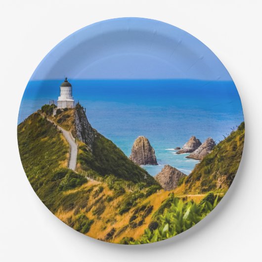 Nugget Point Leuchtturm, Neuseeland Pappteller (Vorderseite)