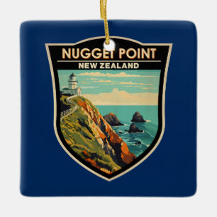 Nugget Point Leuchtturm Neuseeland Reise Vintage Keramikornament