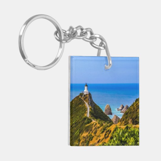 Nugget Point Leuchtturm, Neuseeland Schlüsselanhänger (Vorderseite links)