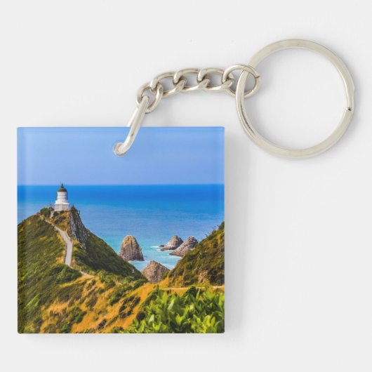 Nugget Point Leuchtturm, Neuseeland Schlüsselanhänger (Rückseite)