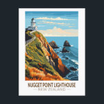 Nugget Point Lighthouse Neuseeland Reisen Vintag Postkarte<br><div class="desc">Nugget Point Lighthouse Vektorgrafik. Nugget Point Lighthouse ist ein Leuchtturm am Nugget Point in der Region Otago der Südinsel Neuseelands.</div>