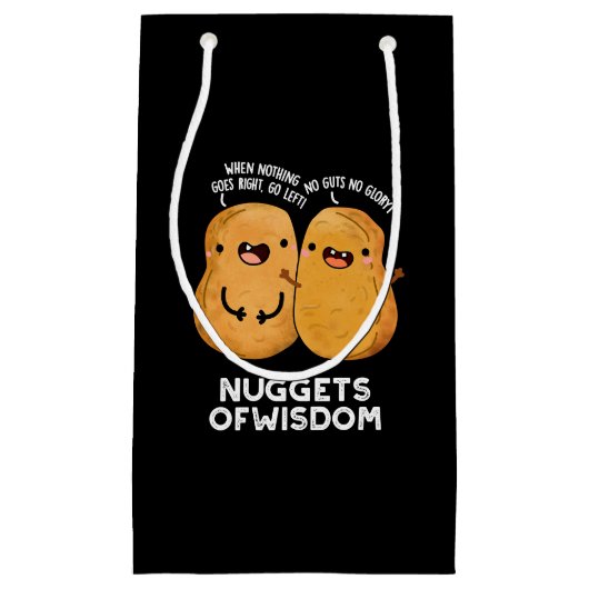 Nuggets of Wisdom Funny Food Puff Dark BG Kleine Geschenktüte (Vorderseite)