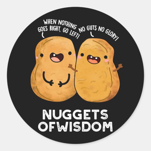 Nuggets of Wisdom Funny Food Puff Dark BG Runder Aufkleber (Vorderseite)