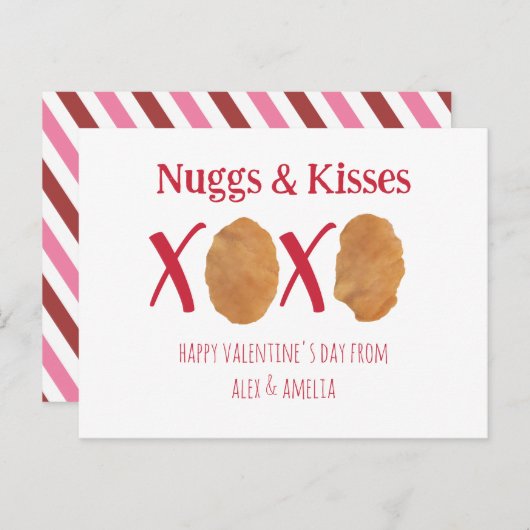 Nuggs Kisses Chicken Nuggets Pun Valentine Strip Postkarte (Vorne/Hinten)