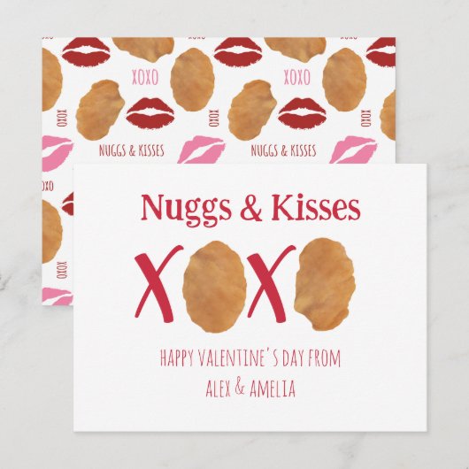 Nuggs & Kisses Chicken Nuggets Punny Valentine Postkarte (Vorne/Hinten)