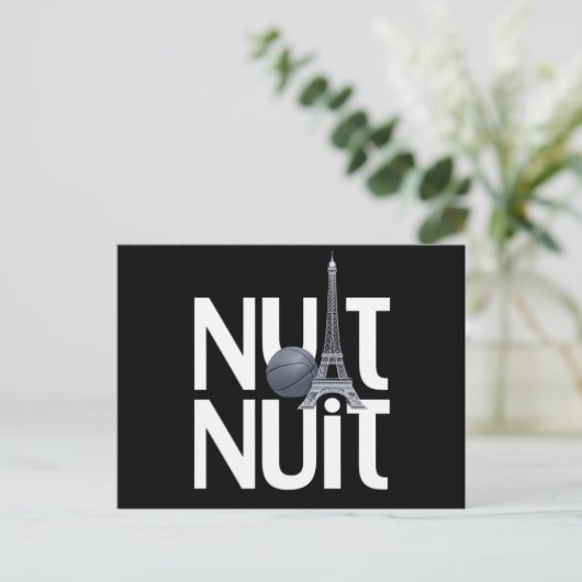 Nuit Nuit Basketball Nacht Französisches Wort Pari Postkarte (Stehend Vorderseite)