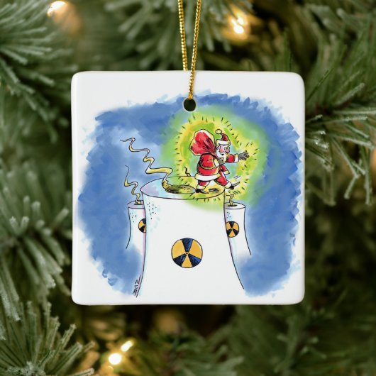 Nuked Santa Claus square ceramic ornament (Baum)