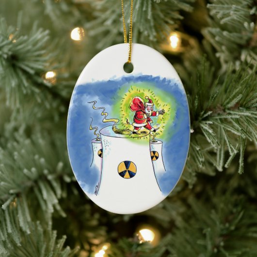Nuked Weihnachtsmann oval keramisches Ornament (Baum)