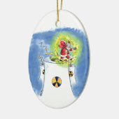 Nuked Weihnachtsmann oval keramisches Ornament (Links)