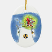 Nuked Weihnachtsmann oval keramisches Ornament (Vorne)