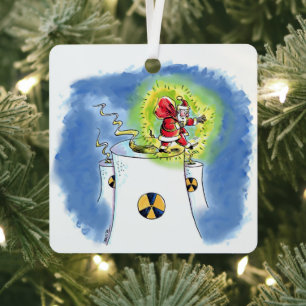 Nuked Weihnachtsmann quadratischer Metallschmuck Ornament Aus Metall