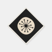 Nuklear Dot Niedlich Retro Schwarz und Creme Mitte Serviette (Ecke)